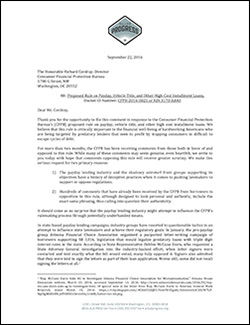 CFPB Public Comment Letter
