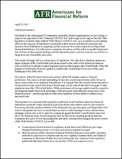 Letter Opposing Financial CHOICE Act